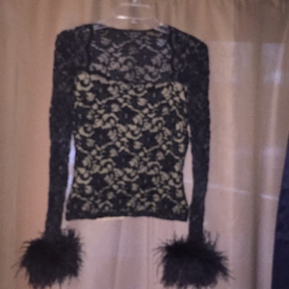 Lace lined black dress top